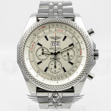 Breitling for Bentley 6.75 Stainless Steel Pilot Bracelet Chronograph Watch A4436412