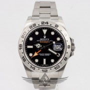 ROLEX EXPLORER 2 42MM STAINLESS STEEL OYSTER BRACELET BLACK DIAL ORANGE GMT HAND NEW STYLE AUTOMATIC WATCH 216570