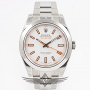 Rolex Milgauss Orange Lightning Bolt Seconds Hand White Dial Watch 116400V