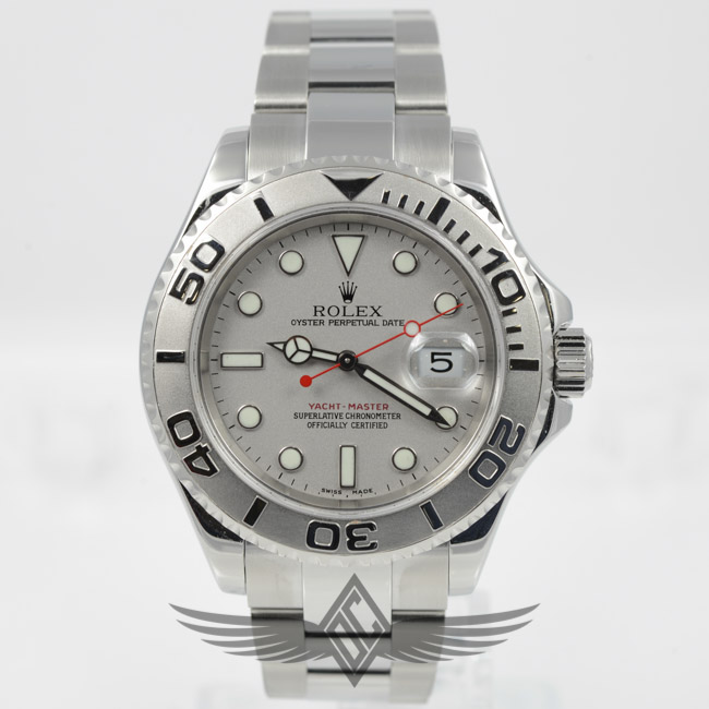 Rolex Yachtmaster Stainless Steel Oyster Bracelet Platinum Dial Watch 16622