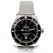 Breitling Aeromarine Superocean Heritage 46mm Stainless Steel Mesh Bracelet Black Dial Automatic Watch A1732024-B868SS