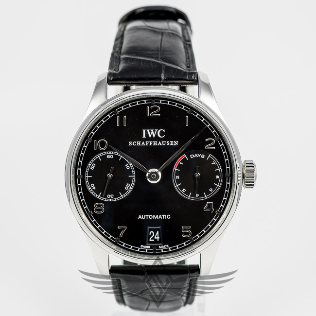 IWC Portuguese 7 Day Power Reserve 42mm Stainless Steel Case Black Dial Automatic Watch IW5001