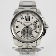 Cartier Calibre Stainless Steel 42mm Case Bracelet White Roman Numeral Dial Automatic Watch W7100015