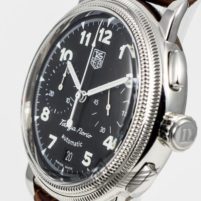 Tag Heuer Targa Florio Chronograph Black Dial Brown Crocodile Strap Acrylic Crystal Automatic Watch CX2110