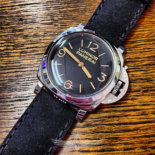 Custom Black Alcantara Panerai Watch Strap PAM00372