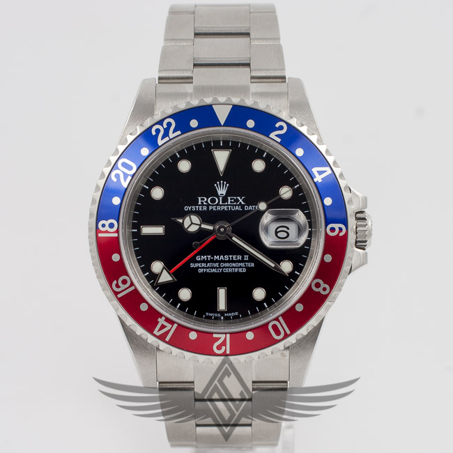 Rolex GMT MASTER 2 Stainless Steel Oyster Bracelet Blue and Red Pepsi Bezel Automatic Watch 16710