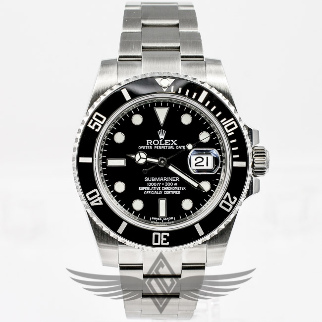 Rolex Submariner Stainless Steel 40mm Case Black Ceramic Bezel Glidelock Clasp Automatic Dive Watch 116610