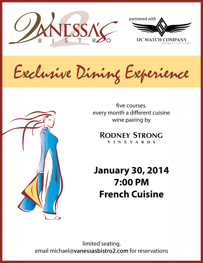 Vanessas Bistro 2 Exclusive Dining Experience OC Watch Company Rodney Strong January 30 2014 Walnut Creek