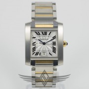 Cartier Tank Francaise Steel and Yellow Gold Sliver Roman Dial Large Size Automatic Watch W51005Q4