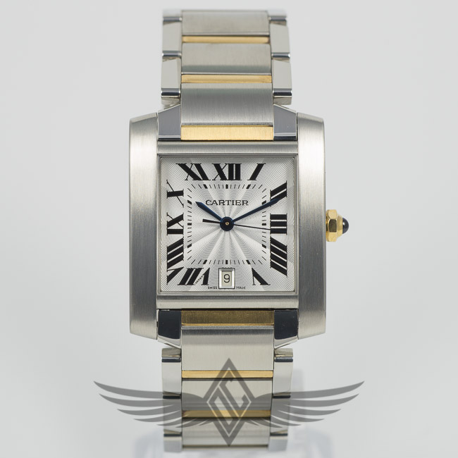 Cartier Tank Francaise Steel and Yellow Gold Sliver Roman Dial Large Size Automatic Watch W51005Q4