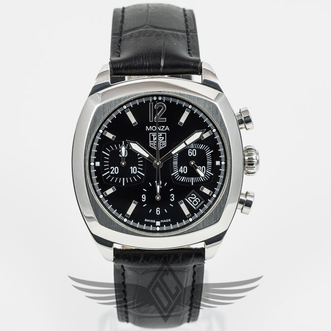 Tag Heuer Monza Chronograph Re-Edition Black Dial Stainless Steel Case Automatic Watch CR2113.FC6164