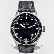 Blancpain Bathyscaphe Fifty Fathoms 43mm Titanium Case Ceramic Bezel Sail Canvas Strap Automatic Dive Watch 5000-1230-B52A