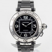 Cartier Pasha Seatimer Black Rubber Bracelet Black Dial Automatic Watch W31077US