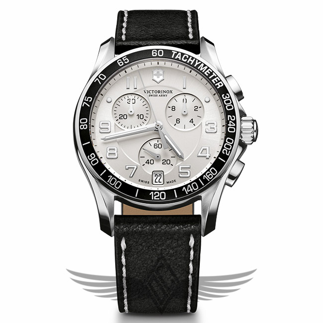 Victorinox Swiss Army Chrono Classic 41mm Leather Strap White Dial Quartz Watch 241496