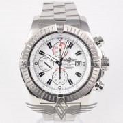 Breitling Super Avenger 48mm Stainless Steel Case Bracelet White Dial Stick Markers Automatic Chronograph Watch A1337011-A660SS
