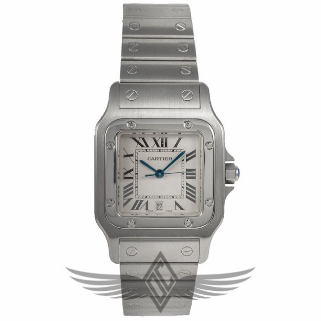 Cartier Santos de Cartier Stainless Steel Case and Bracelet White Roman Numeral Dial Quartz Watch W20060D6
