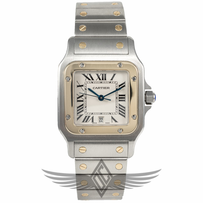 Cartier Santos de Cartier Steel and Gold White Roman Numeral Quartz Watch W20011C4