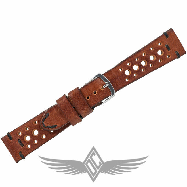Custom Brown Leather Rally 20mm X 16mm Watch Strap for Omega Speedmaster Professional