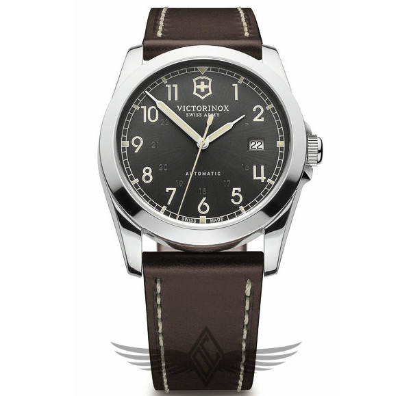 Victorinox Swiss Army Infantry Black Dial Leather Strap Quartz Watch 241565
