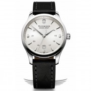 Victorinox Swiss Army Alliance 40mm Steel Case Silver Dial Leather Strap Quartz Watch 249034