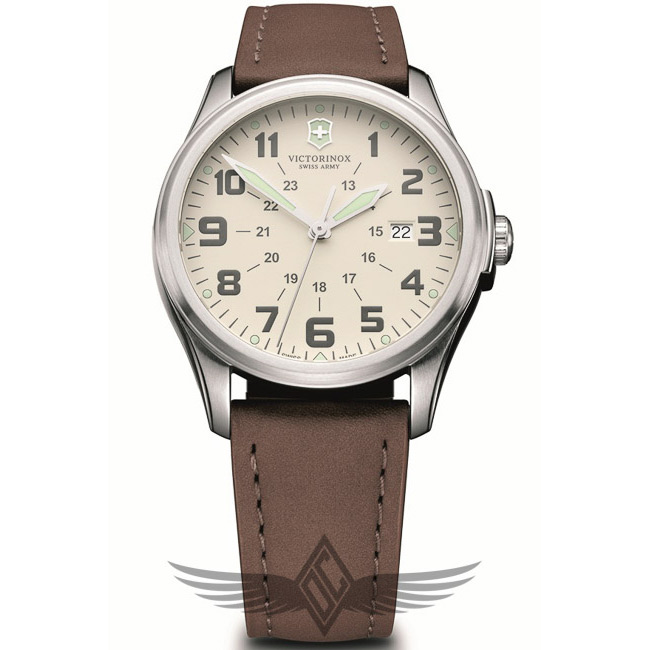 Victorinox Swiss Army Infantry Vintage 38mm Cream Dial Leather Strap Quartz Watch 249049