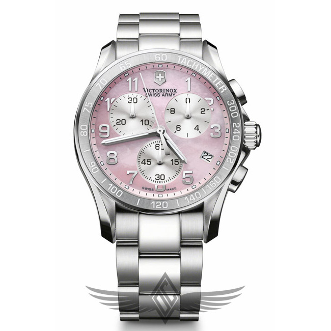 Victorinox Swiss Army Chrono Classic 41mm Pink Mother of Pearl Dial Steel Bracelet Quartz Watch 249052
