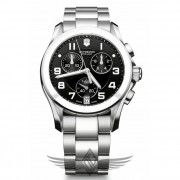 Victorinox Swiss Army Chrono Classic 41mm Steal Case White Ceramic Bezel Black Dial Quartz Watch 249054