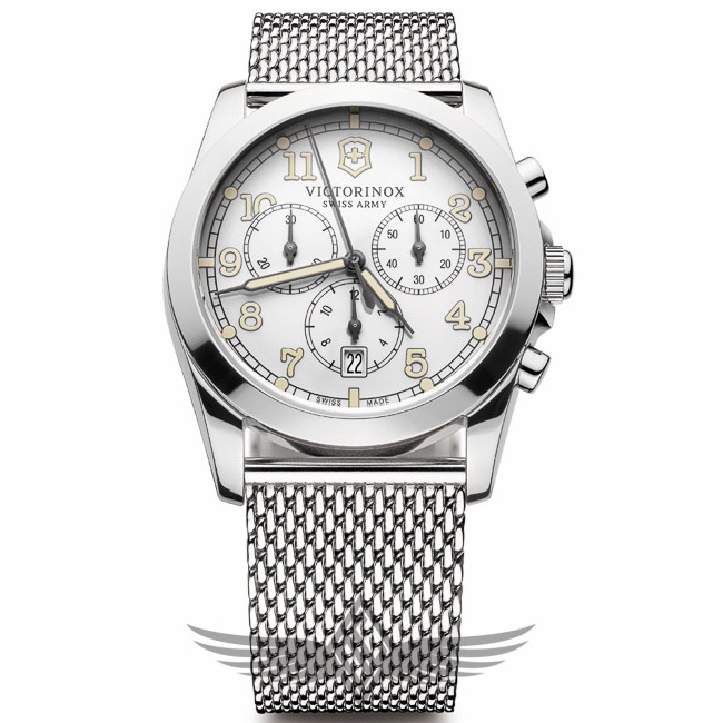Victorinox Swiss Army Infantry Chronograph White Dial Stainless Steel Bracelet Quartz Watch 249066