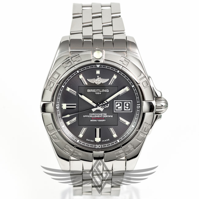 Breitling Galactic 41 Steel Case and Bracelet Grey Dial Large Date Automatic Watch A49350L2-F549SS