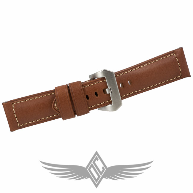 Panerai Style Tan Calf Leather 24mm X 22mm Replacement Watch Strap for Luminor Watches