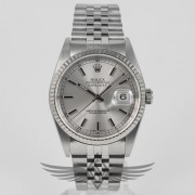 Rolex Datejust 36mm Stainless Steel Case White Gold Fluted Bezel Jubilee Bracelet Silver Index Dial Automatic Watch 16234