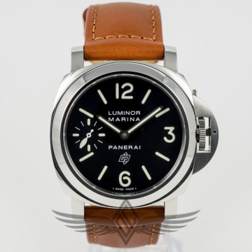 Panerai PAM00005 Luminor Marina Logo 44mm Stainless Steel Case Black Dial Painted Markers Manual Wind Watch PAM05