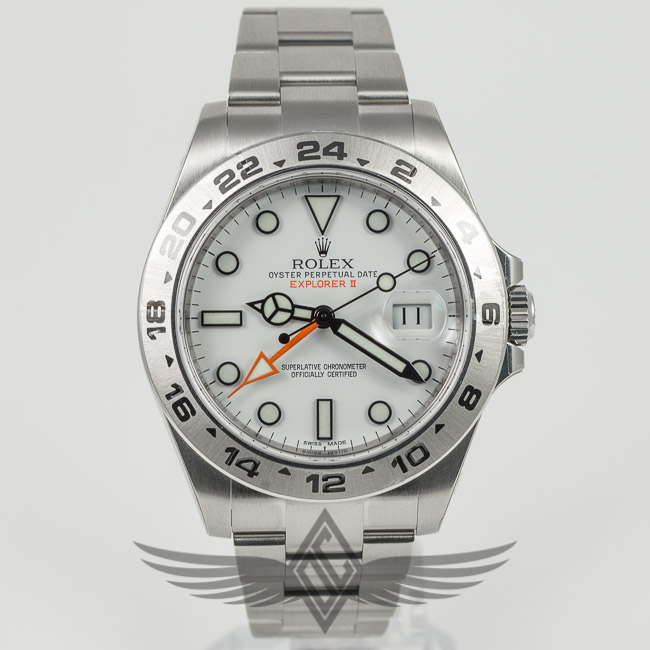 Rolex Explorer 2 42mm Stainless Steel Case White Dial Orange GMT Hand Automatic Watch 216570