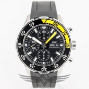 IWC Aquatimer Chronograph Day-Date Black and Yellow Sapphire Bezel Rubber Strap 44mm Steel Case Automatic Dive Watch IW376702