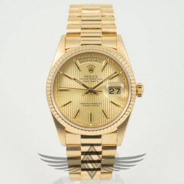 Rolex Day Date 36mm Yellow Gold Case Champagne Index Dial Yellow Gold President Bracelet Automatic Watch 18238