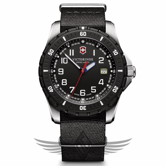 Victorinox Swiss Army Maverick Sport 43mm Steel Case Black Dial Black NATO Strap Quartz Watch 241674.1