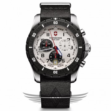 Victorinox Swiss Army Maverick Sport 43mm Steel Case White Dial Black NATO Strap Chronograph Quartz Watch 241680.1