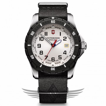 Victorinox Swiss Army Maverick Sport 43mm Steel Case White Dial Black NATO Strap Quartz Watch 241676.1