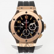Hublot Big Bang Rose Gold 44mm Case and Bezel Black Dial Black Rubber Strap Automatic Chronograph Watch 301.px.130.rx