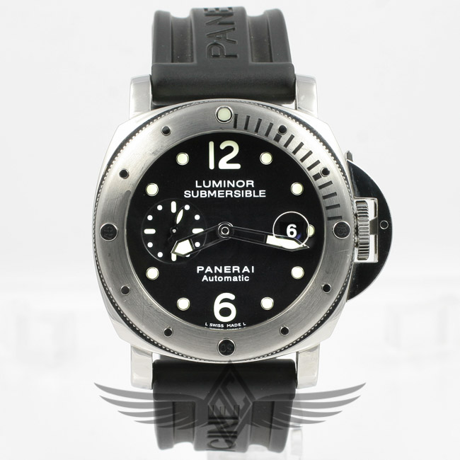 Panerai PAM24 Luminor Submersible 44mm Steel Case Black Dial Small Seconds Date Window Automatic Dive Watch PAM00024