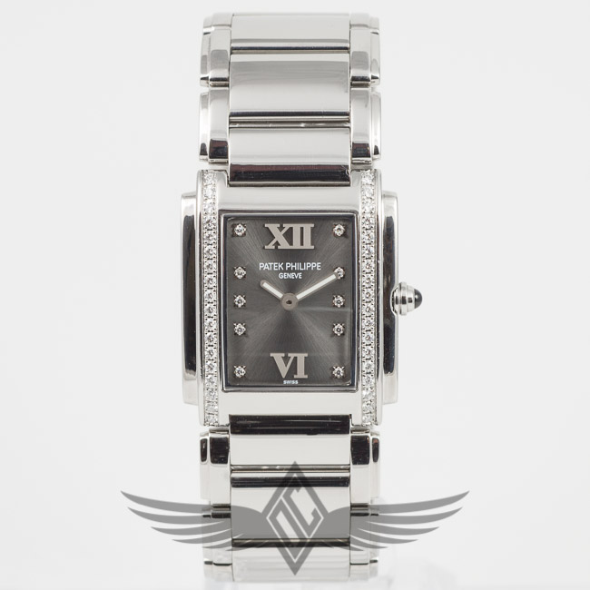 Patek Philippe Twenty-4 Stainless Steel Case and Bracelet Diamond Eternal Gray Dial Ladies Watch 4910/1A